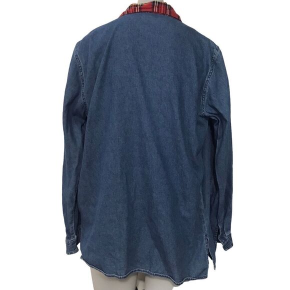 Vintage Christmas Shirt Blouse Denim tacky size small medium - Picture 5 of 14